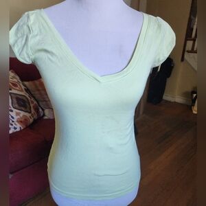 Neon Yellow/Green V-Neck Women's Top